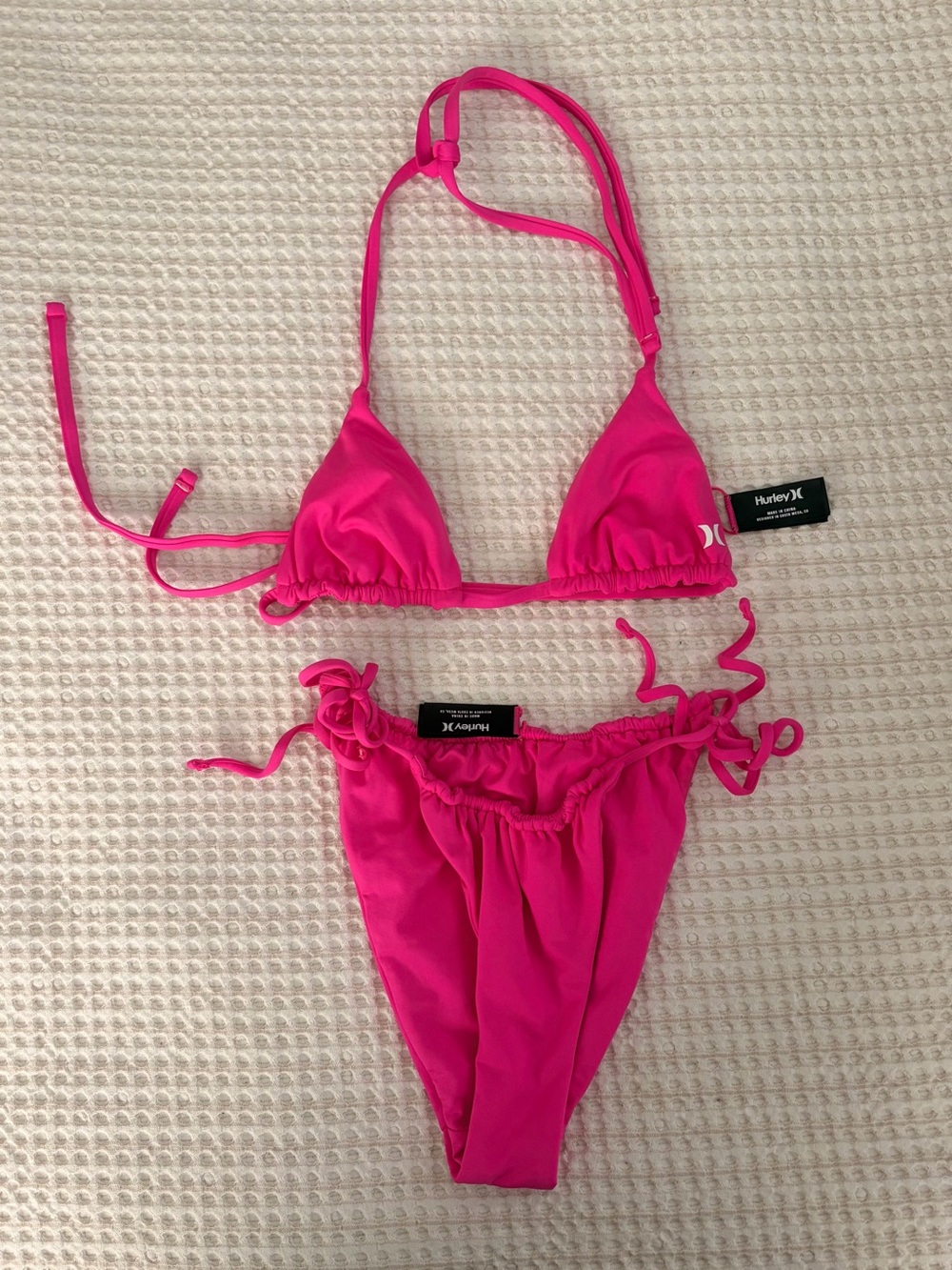 Hurley Pink Triangle Top and Adjustable Tie Bottom